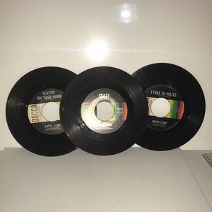 Patsy Cline 45’s. CRAZY, Leaven’ On Your Mind, & I Fall To Pieces